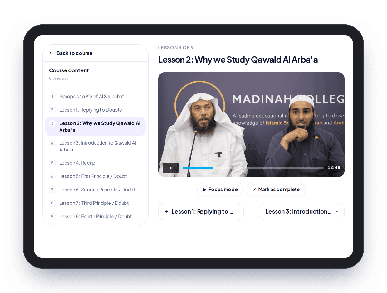 A lesson playing in the MCL Portal on an iPad